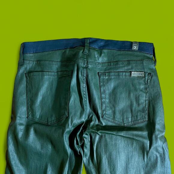 Seven7 For All Mankind Green Coated Jeans - Size 26 - Picture 7 of 8